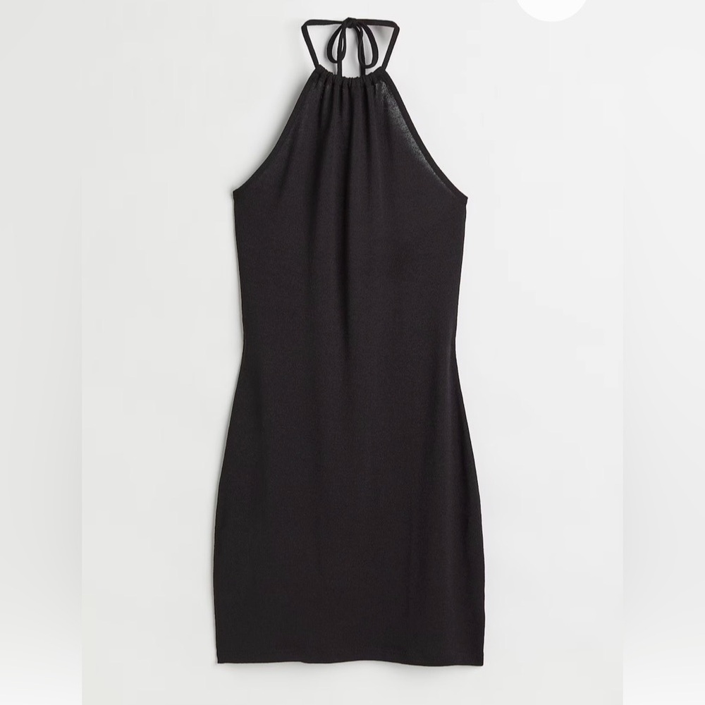 NWT H&M divided small black bodycon halter mini dress